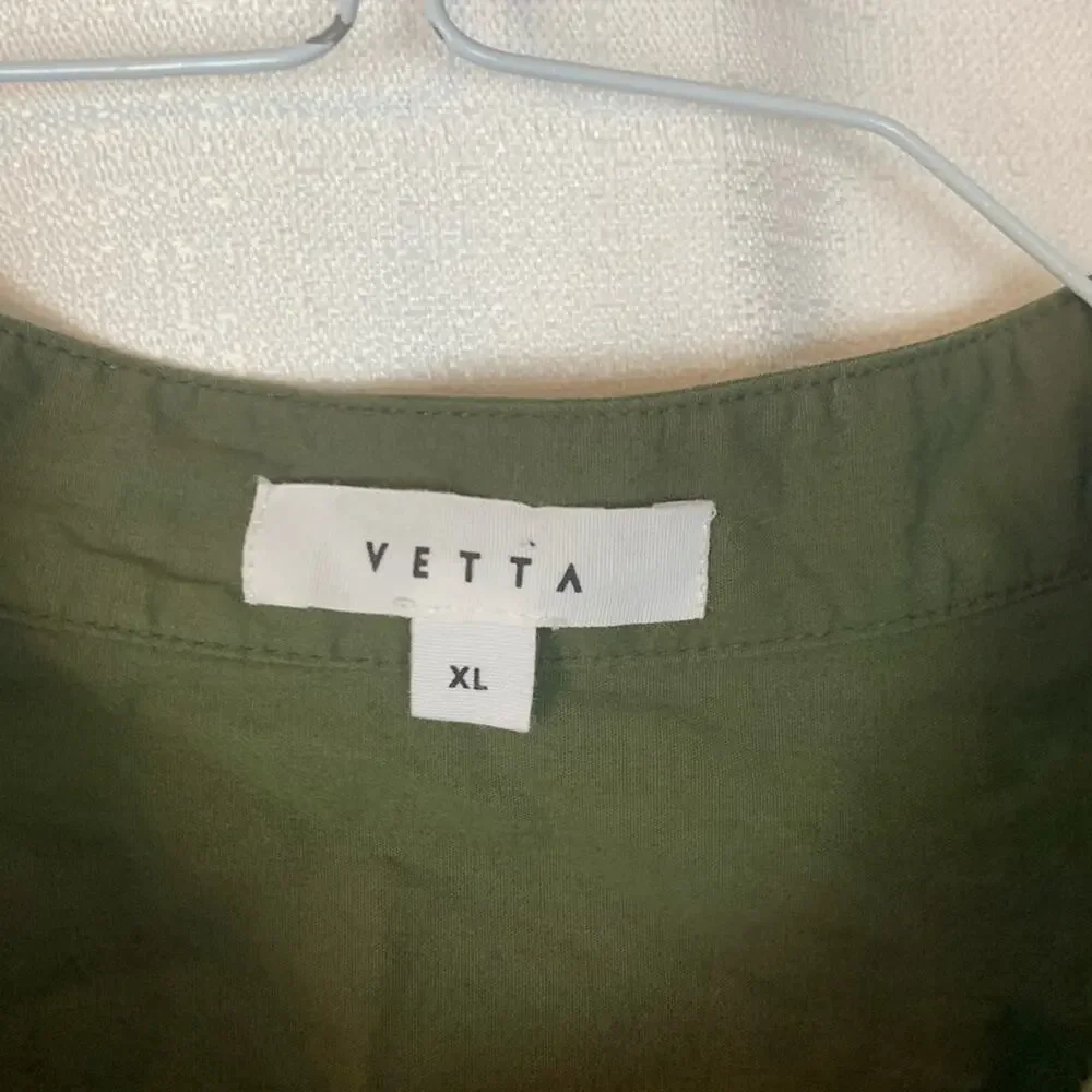Vetta women's XL army green crop button up faux casual avant casual over lay